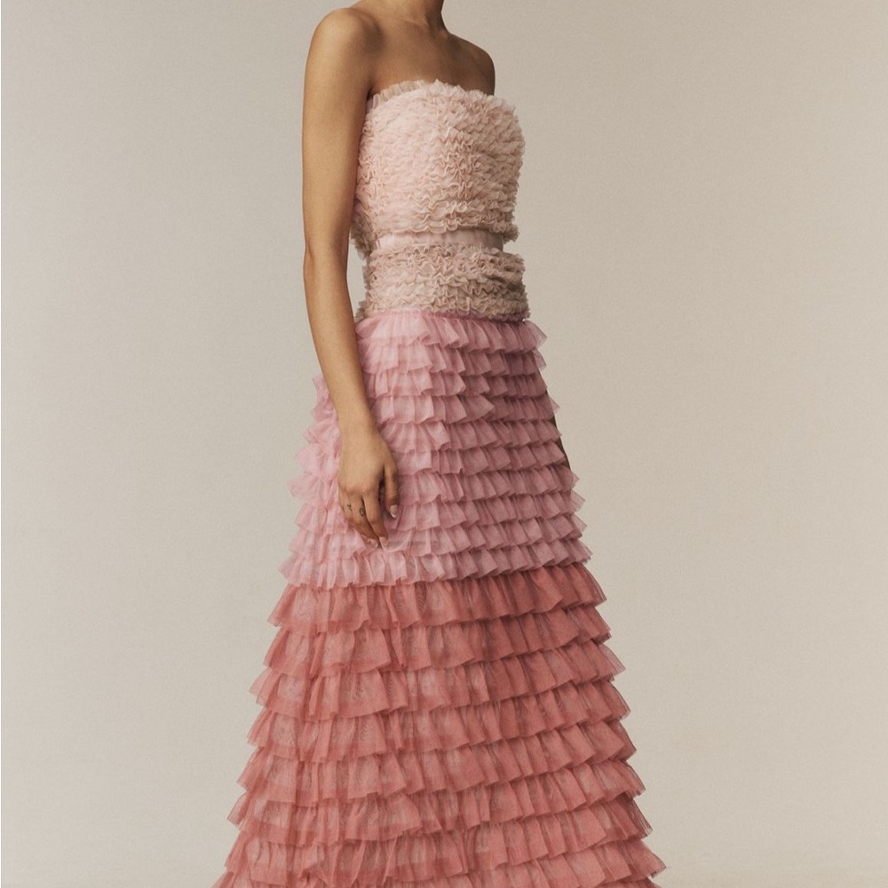 BHLDN Juliette strapless tulle Ruffled Dress